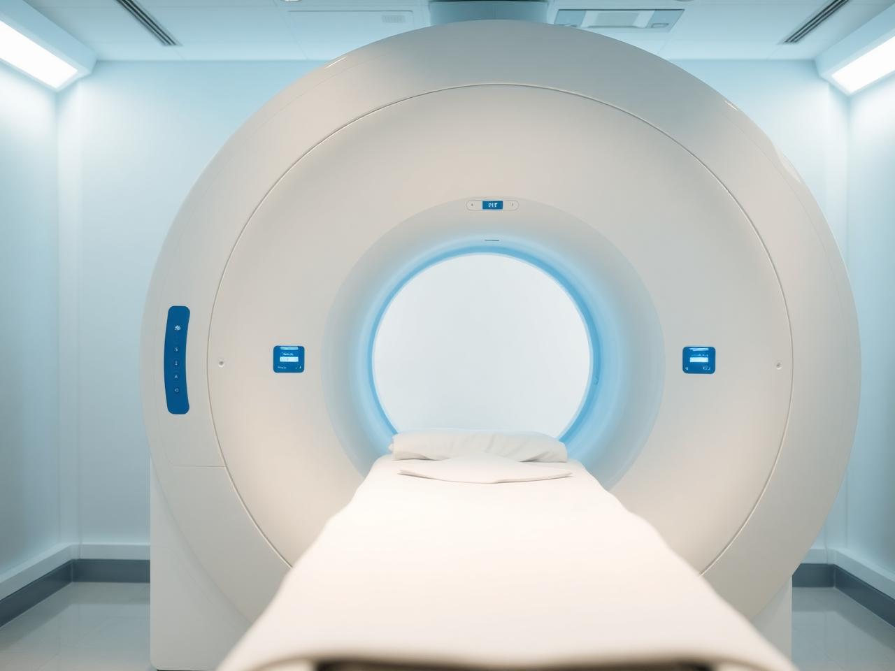 A CT scanner gantry in an imaging suite