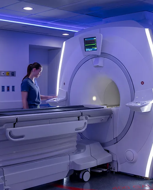 A Lucent referring physician reviewing imaging on a tablet