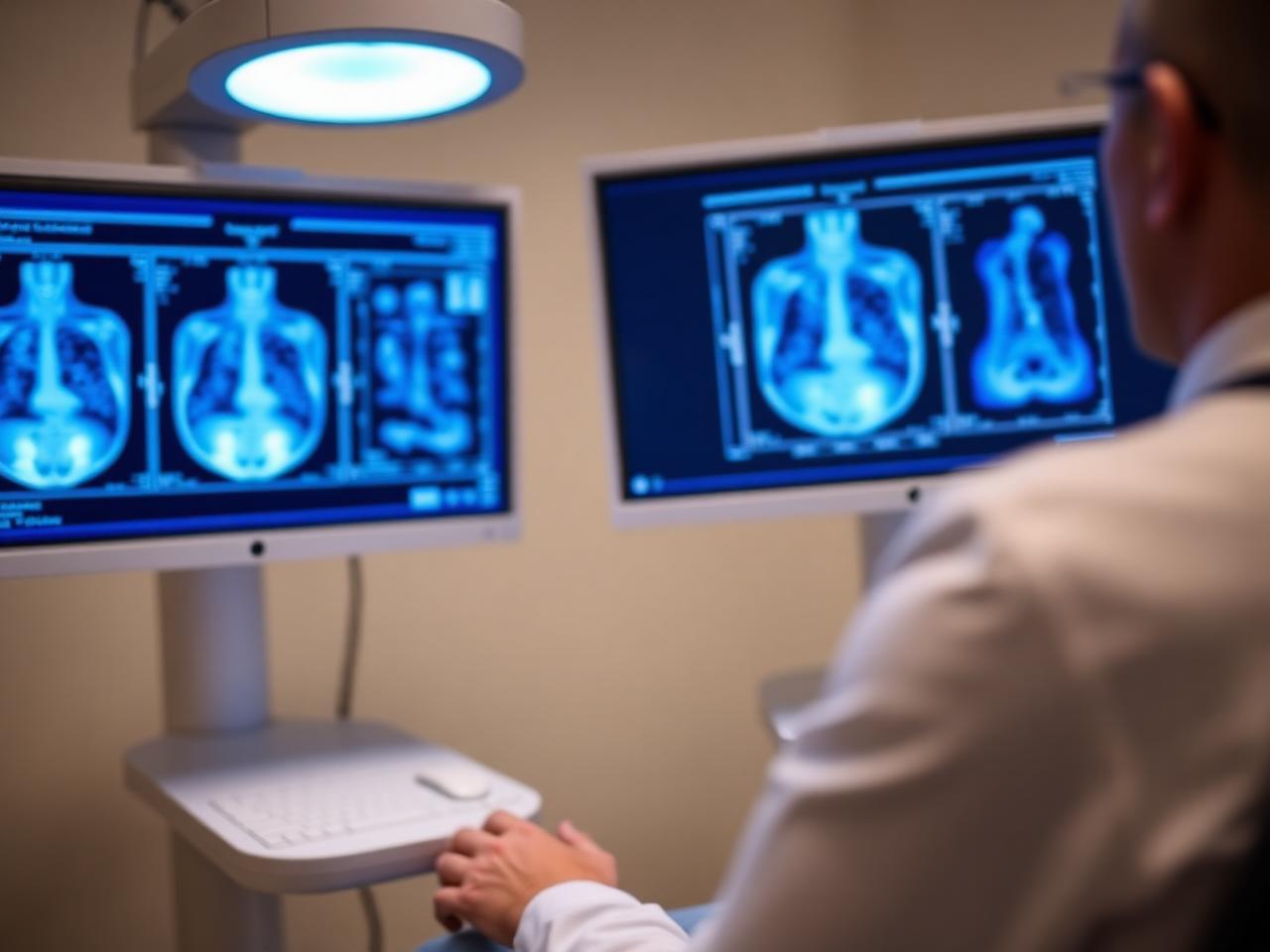 Mammography images showing dense fibroglandular breast tissue