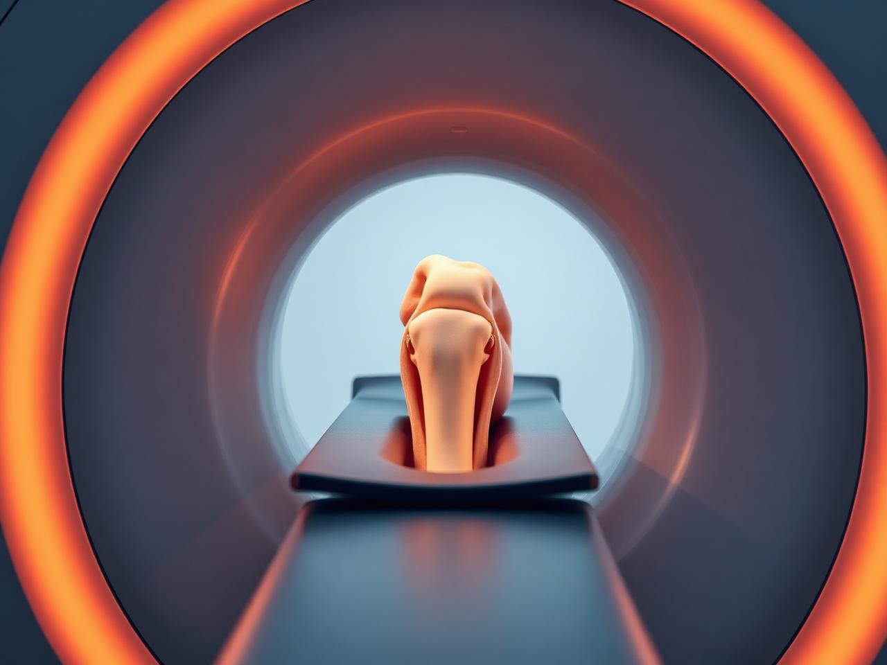 Patient positioned for a joint MRI examination
